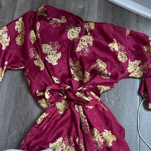 Elegant Red Floral Robe